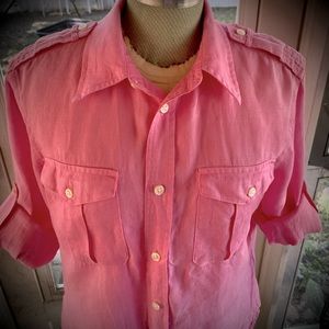 Ralph Lauren pink linen button down blouse